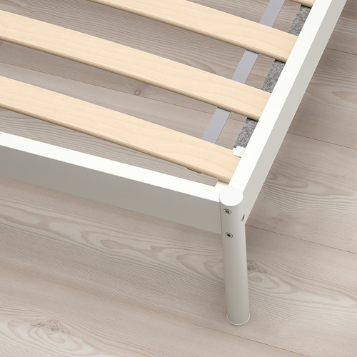 KLEPPSTAD Bed frame, white/Vissle beige, 140x200 cm