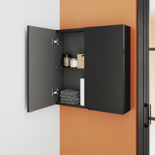 GoodHome Bathroom Wall Cabinet Imandra 60 x 60 x 15 cm, matt black