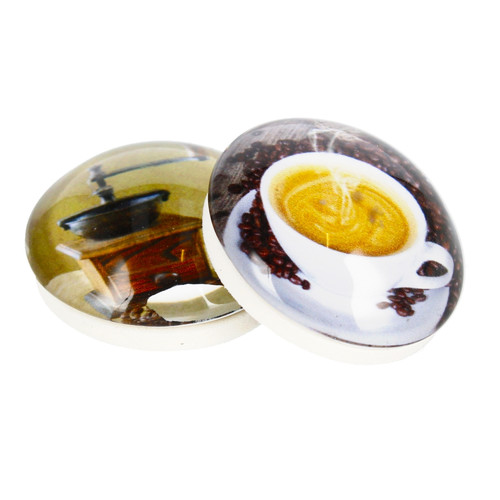 Glass Motiv Magnet 3.5cm 2pcs Coffee/Grinder