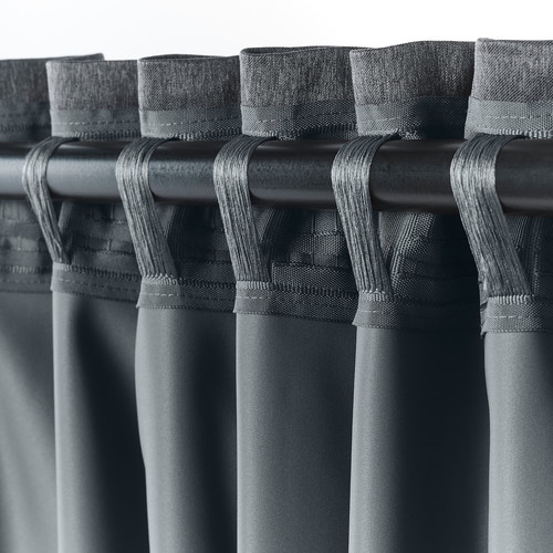 BLÅHUVA Block-out curtains, 1 pair, blue-grey, 145x300 cm