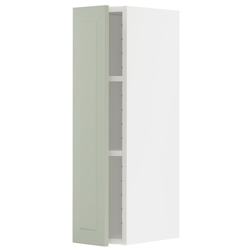 METOD Wall cabinet with shelves, white/Stensund light green, 20x80 cm