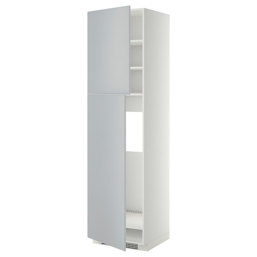 METOD High cabinet for fridge w 2 doors, white/Veddinge grey, 60x60x220 cm