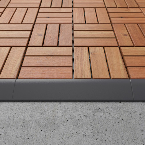 RUNNEN Edging strip, outdoor floor decking, dark grey
