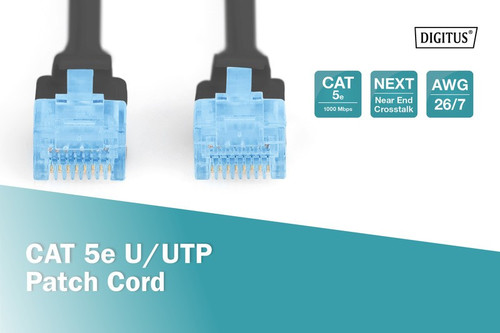 Digitus Patch Cord U/UTP Cat5e PVC 0.5m, black