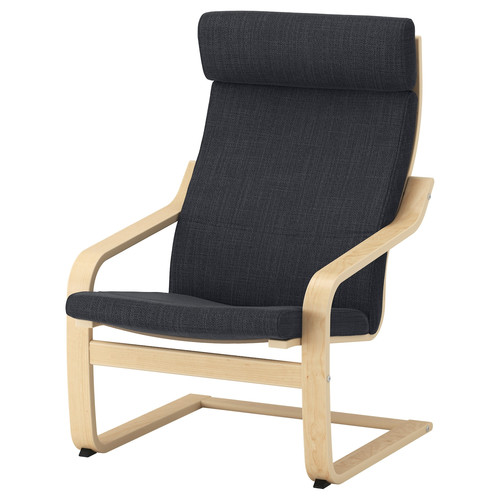 POÄNG Armchair and footstool, birch veneer/Hillared anthracite