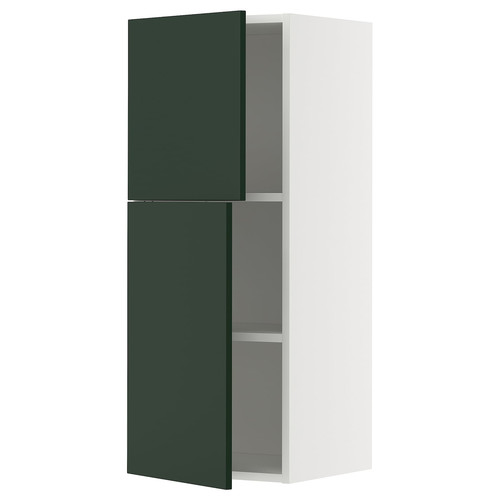 METOD Wall cabinet with shelves/2 doors, white/Havstorp deep green, 40x100 cm