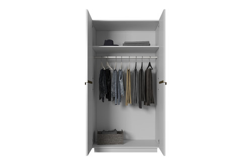 Wardrobe Nicole 100 cm, matt white, gold handles