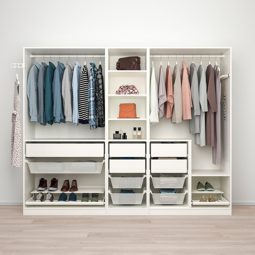 PAX Wardrobe combination, white, 250x58x201 cm