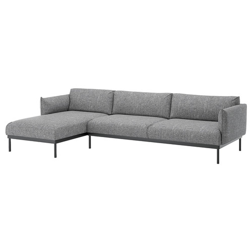 ÄPPLARYD 4-seat sofa with chaise longue, Lejde grey/black