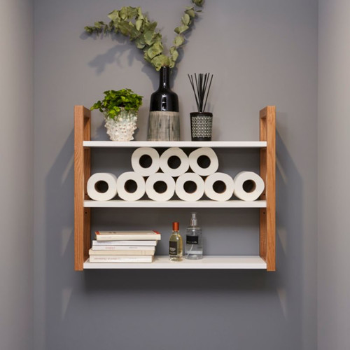 GoodHome Nantua Natural & White Wall shelves