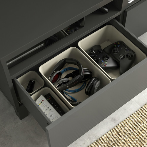 BESTÅ TV bench with drawers, dark grey/Lappviken/Stubbarp dark grey, 120x42x48 cm