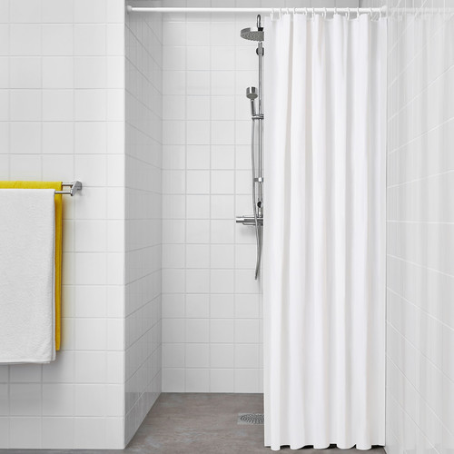 LUDDHAGTORN Shower curtain, white, 180x200 cm