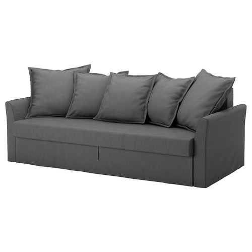 HOLMSUND Cover for 3-seat sofa-bed, Nordvalla dark grey