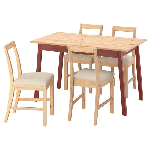 PINNTORP / PINNTORP Table and 4 chairs, light brown stained red stained/Katorp natural light brown stained, 125 cm