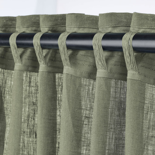 DYTÅG Curtains, 1 pair, grey-green, 145x300 cm