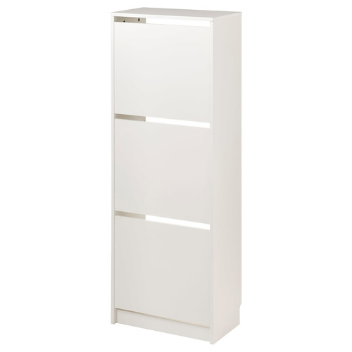 BISSA Shoe cabinet with 3 compartments, white, 49x28x135 cm