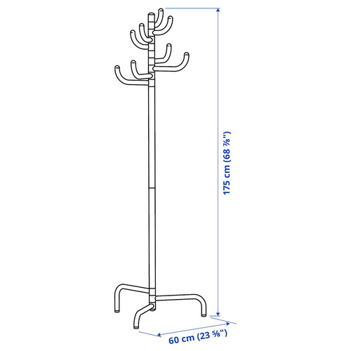 BONDSKÄRET Hat and coat stand, yellow, 175 cm