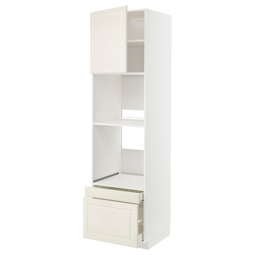 METOD / MAXIMERA Hi cab f ov/combi ov w dr/2 drwrs, white/Bodbyn off-white, 60x60x220 cm