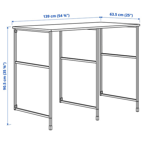 ENHET Countertop w supp side panels/legs, anthracite/white laminate, 139x63.5x87.5 cm