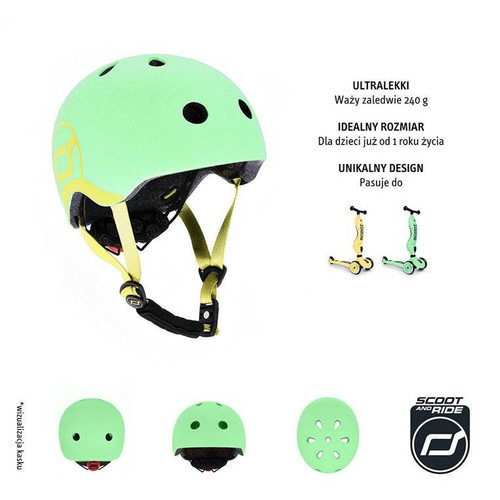 SCOOTANDRIDE XXS-S Helmet for Children 1-5 years, Kiwi