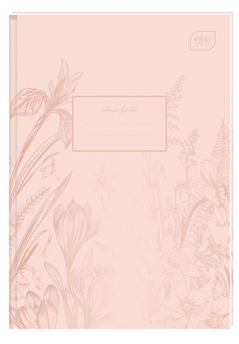 Notebook A5 96 Sheets Squared Metallic Rose Hard Cover 5-pack, assorted patterns