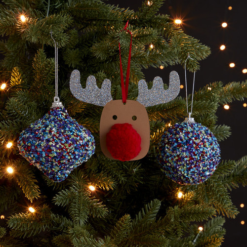 Christmas Hanging Decoration Reindeer with Red Nose