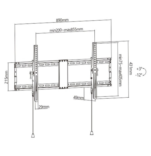 Gembird TV Wall Mount, tilt, 43-90" 70kg