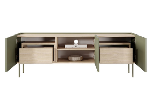 Three-Door TV Cabinet with Drawers Desin 170, olive/nagano oak
