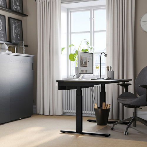 MITTZON Desk sit/stand, electric black stained ash veneer/black, 120x80 cm