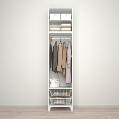 PLATSA Wardrobe with 2 doors, white STRAUMEN mirror glass /FONNES white, 60x57x251 cm