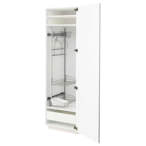 METOD / MAXIMERA High cabinet with cleaning interior, white Enköping/white wood effect, 60x60x200 cm