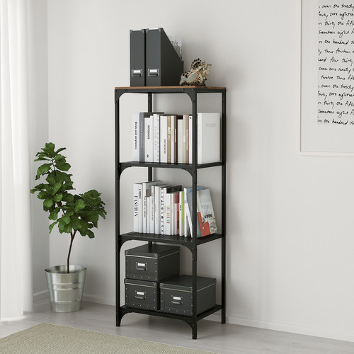 FJÄLLBO Shelving unit, black, 51x136 cm