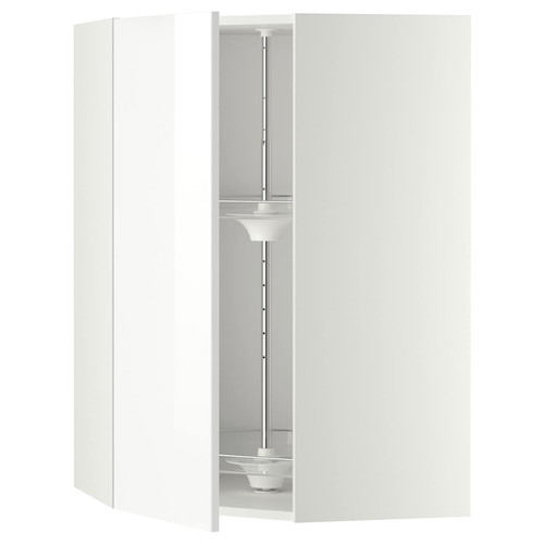 METOD Corner wall cabinet with carousel, white, Ringhult white, 68x100 cm