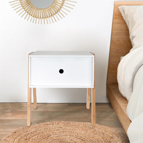 Nightstand Bedside Table Crane, white