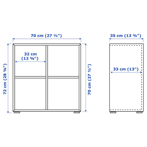 EKET Storage combination with feet, white, 70x35x72 cm