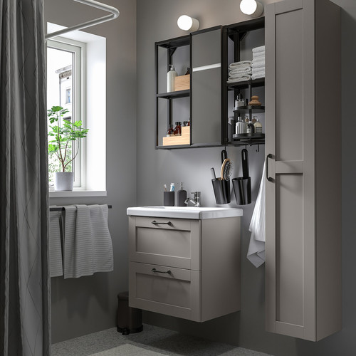 ENHET Bathroom, anthracite/grey frame, 64x43x65 cm