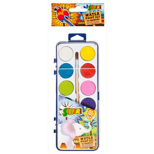 Water Colour Water Paint Set 12 Colours Safari