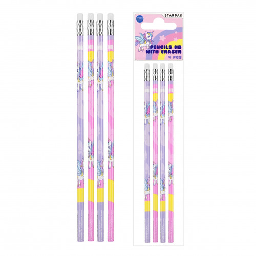 Starpak Pencil with Eraser HB Unicorn 4pcs