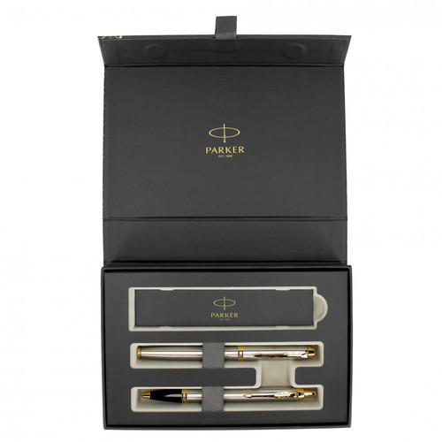 Parker Gift Set IM Steel GT - Fountain Pen & Ballpoint Pen