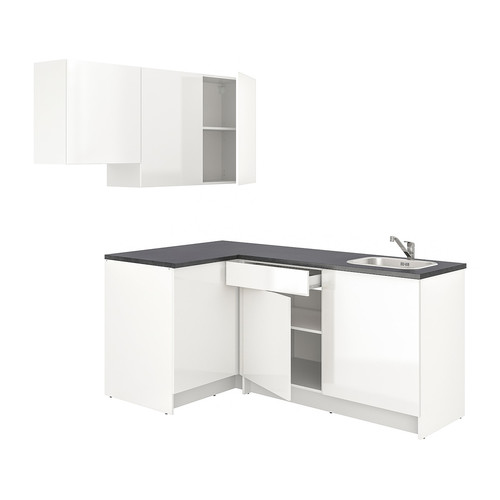 KNOXHULT Corner kitchen, high-gloss/white, 182x183x220 cm