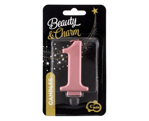 Birthday Candle 1 Metallic 8cm, pink-gold