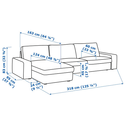 KIVIK 4-seat sofa with chaise longue, Tresund light beige