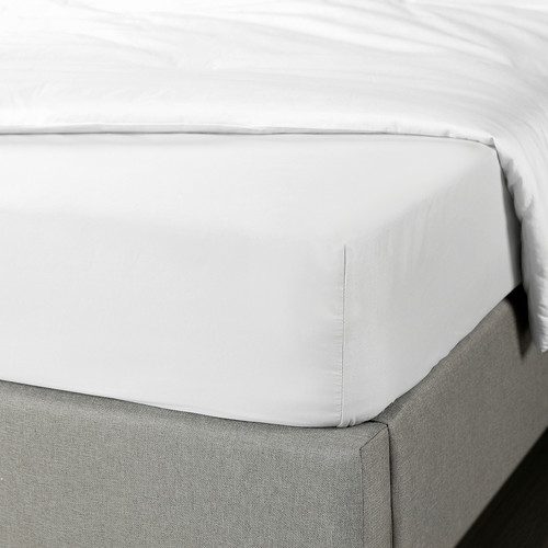 BRUKSVARA Fitted sheet, white, 160x200 cm