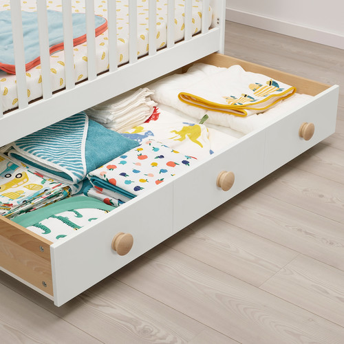 GONATT Cot with drawer, white, 60x120 cm