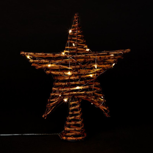 Christmas LED Decoration Star Topper, rattan, battery-operated