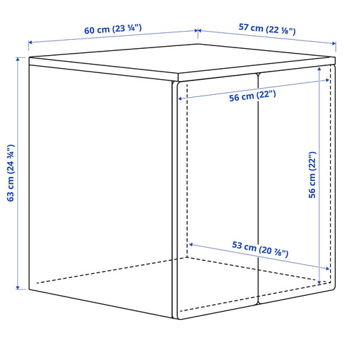 SMÅSTAD / PLATSA Cabinet, white blue/with 1 shelf, 60x57x63 cm