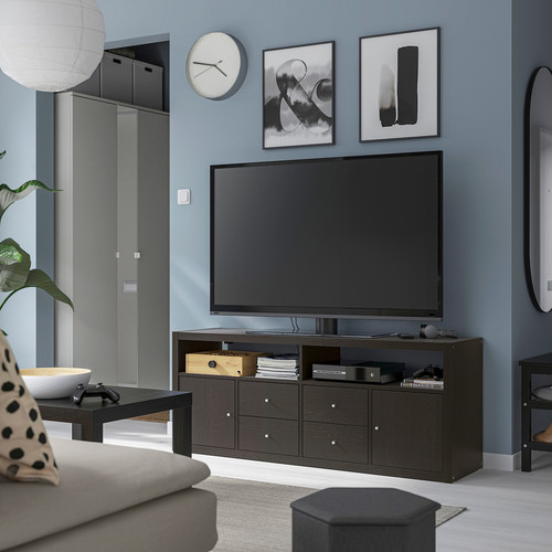 KALLAX TV storage combination, black-brown, 147x39x60 cm