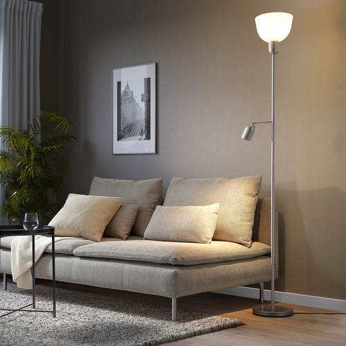 HEKTOGRAM Floor uplighter/reading lamp, silver-colour, white