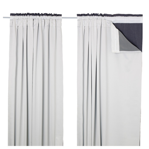 GLANSNÄVA Curtain liners, 1 pair, light grey, 143x290 cm