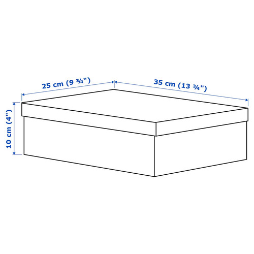 TJENA Storage box with lid, white, 25x35x10 cm